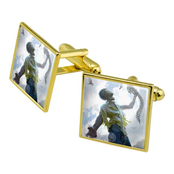 Zombie Undead Scraps Leftovers Dessert Square Cufflink Set - Silver or Gold