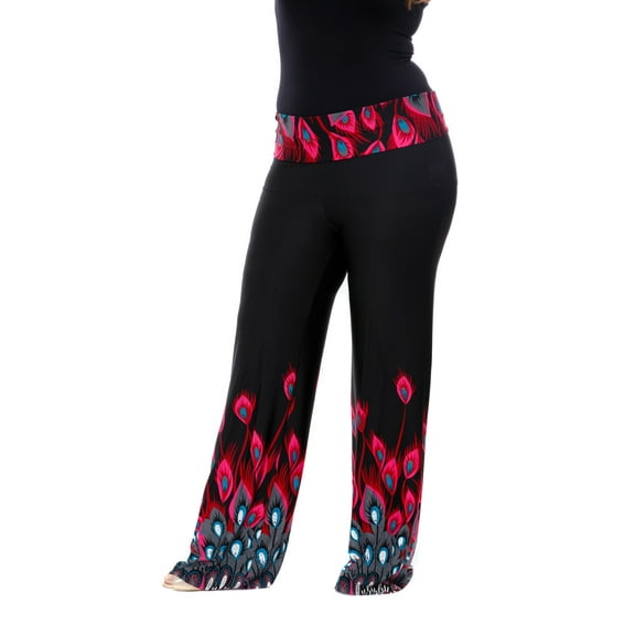 White Mark Women's Plus Size Printed Palazzo Pants
