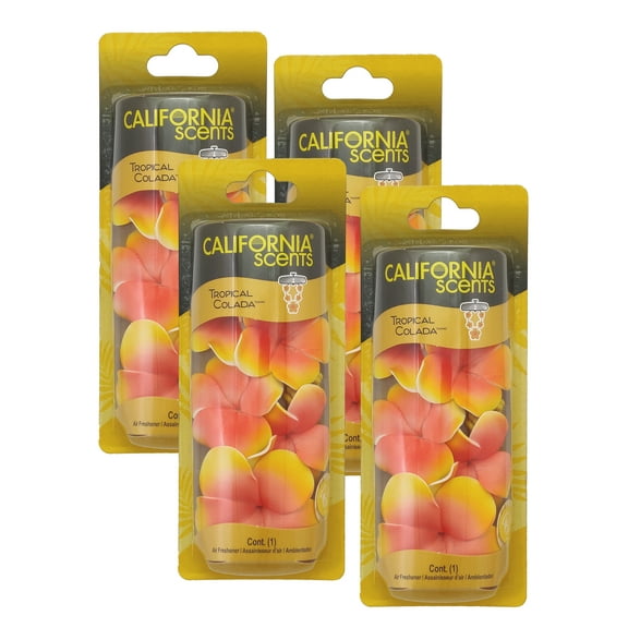 California Scents Scented Necklace in Tropical Colada: The Perfect Lei for Your Car - Hanging Flower Air Freshener, 4 Packs