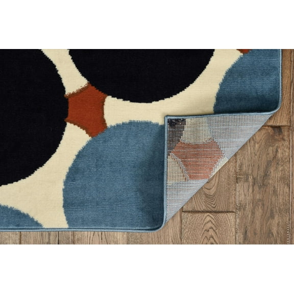 Riverbay Furniture Transitional Polypropylene 4'3"x7'3" Rug in Bone and Blue