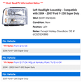 thumbnail image 2 of Left Headlight Assembly - Compatible with 2004 - 2007 Ford F-250 Super Duty 2005 2006, 2 of 2