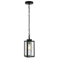 SAFAVIEH Clemens LED Matte Black Metal Pendant Light with Clear Shade