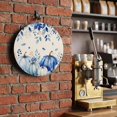 thumbnail image 2 of Welcome Sign Front Door Decorations, Blue Thanksgiving Round Wall Art Outdoor Metal Wreaths, Retro Fall Pumpkin Eucalyptus Maple Leaf Seasonal Hanging Sign for Home Porch Decor Warming Gift 8 In, 2 of 7