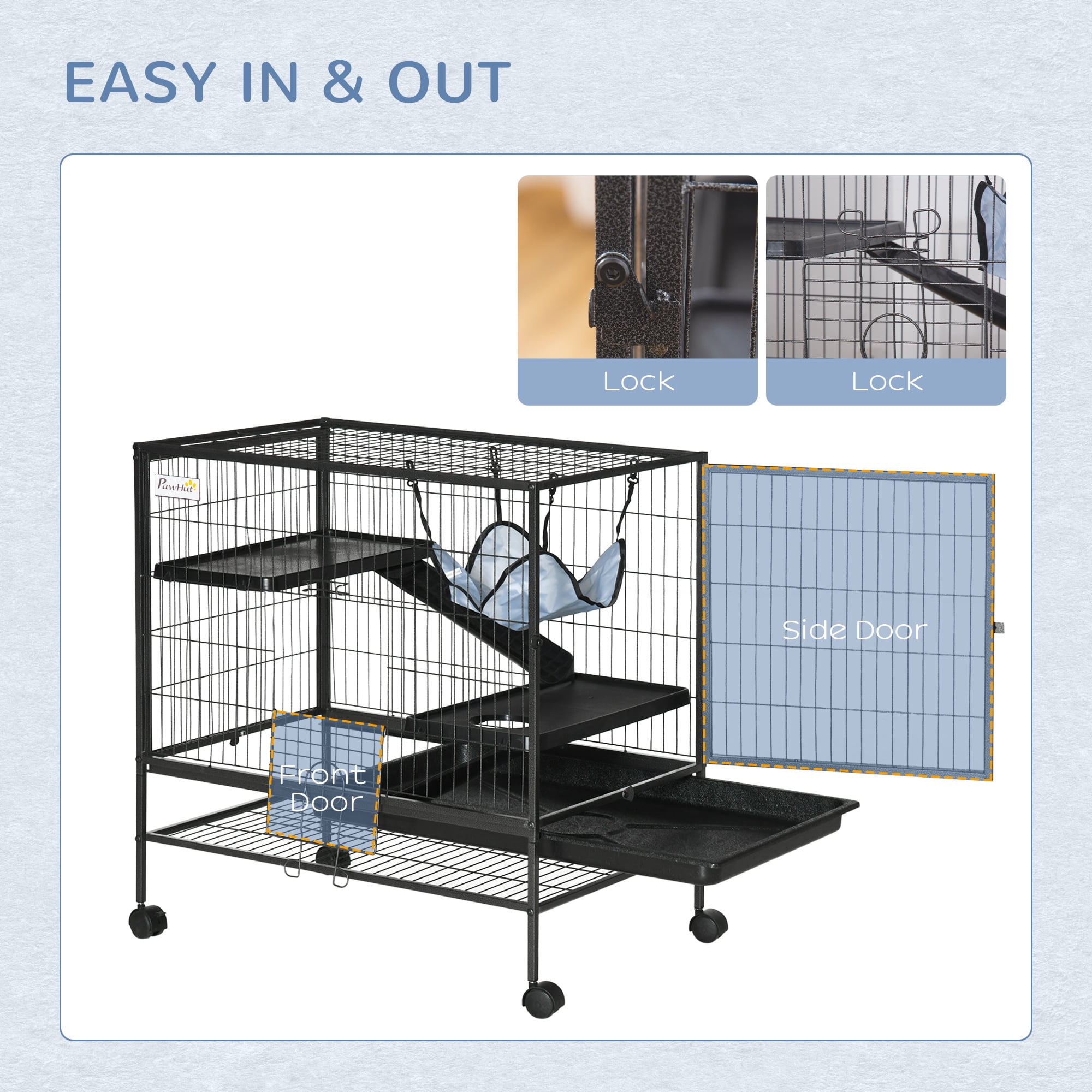 3-Tier Small Animal Cage, Ferret Cage Large Chinchilla Cage