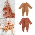 thumbnail image 2 of Musuos Newborn Baby Boy Girls One-piece Footed Pajamas Solid Color Long Sleeve Round Neck Ruffle Nightclothes, 2 of 6