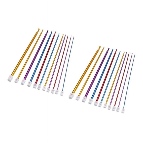 22Pcs 10.6 inch Multicolour Aluminum TUNISIAN AFGHAN Crochet Hook Knit Needles Set 2-8mm