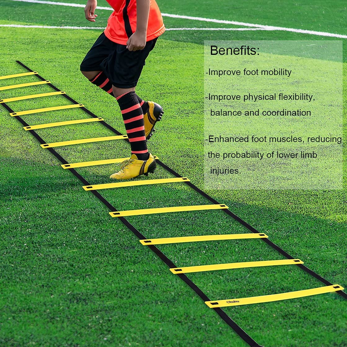 Fitness Training Supplies PEIYZ 12-Level Adjustable Agility Ladder Sports Speed and Agility Training Ladder for Children and Adolescents Football 