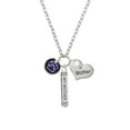 thumbnail image 2 of Delight Jewelry Silvertone Purple Paw on Black Disc Always My Mother Bar Zoe Necklace, 2 of 4