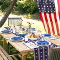 thumbnail image 2 of Table Runner Dresser Scarves 48 Inch Long,USA 4th July Star on Blue Linen Dining Table Runners Patriotic Geometric Red White Stripe Tabletop Scarf for Wedding Holiday Party Kitchen, 2 of 7