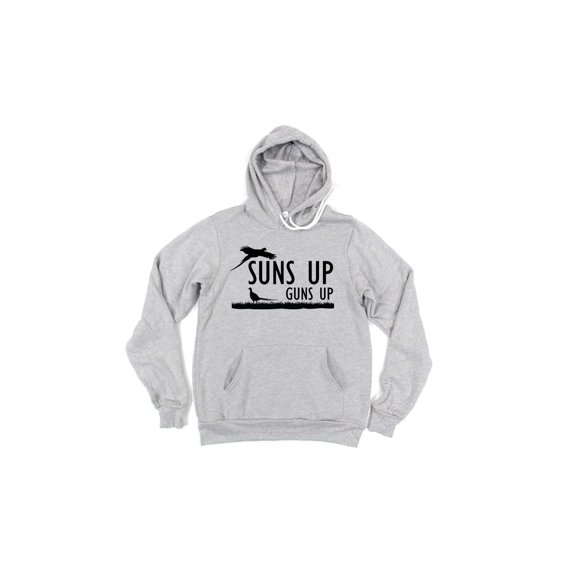Pheasant Hunting Hoodie, Suns Up Guns Up, Pheasant Hunting, Gift For Him, Hunting Gift, Pheasant Hoodie, Father's Day Gift, Hunting Hoodie, Grey (Black Text), LARGE