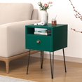 thumbnail image 2 of VECELO Nightstand with 1-Drawer and Metal Legs, Sofa End Table for Living Room Bedroom Office, Green, 2 of 9