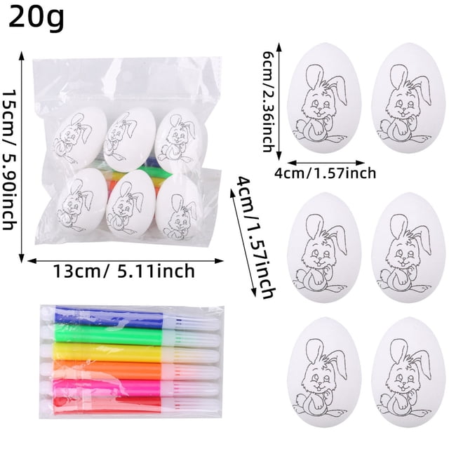 Juego de huevos de Pascua pintados a mano con dibujos animados únicos, huevos de simulación de conejito, regalos para colorear y pintar para niños, huevos de Pascua