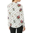 thumbnail image 6 of INSPIRE CHIC Women's Tie Ruffled Neckline Polka Dots Floral Blouse Tops S White, 6 of 8