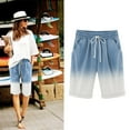 thumbnail image 2 of UPPADA Clearance Sales Today Deals Shorts for Women Cotton Linen Shorts Knee Length Sweatshorts Elastic Waist Shorts Beach Vacation Bermuda Short Pants Cargo Shorts Women, 2 of 5