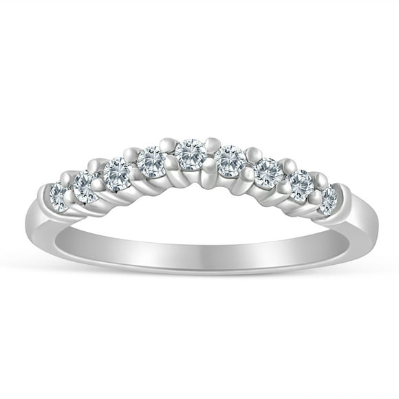 1/4ctw Chevron Diamond Wedding Band in 10k White Gold