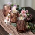 thumbnail image 5 of Efavormart 3 Pack | 5" Rose Gold Mercury Glass Speckled Votive Candle Holder Vase, Hurricane Candle Holder with Wavy Column Design, 5 of 11