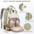 thumbnail image 3 of Diaper Bag Backpack, Baby Bag with Changing Pad, Large Diaper Backpack Boy Girl, Waterproof Baby Registry Bag for Mom Dad with Stroller Buckles, Light Green-beige-olive Green, 3 of 4