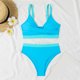 thumbnail image 3 of Conjunto de Bikini de Cintura Alta para las Mujeres Bloque de Color Cruzando Suspensiones, Traje de Baño de Moda sin Espalda Sexy, 3 of 5