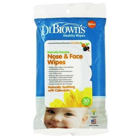Dr. Brown's - Healthy Wipes Naturally Cleaning Nose & Face 0m+ Naturally Soothing with Calendula - 30 Wipe(s)