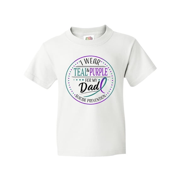 Inktastic Suicide Prevention- I Wear Teal and Purple for My Dad Youth T-Shirt