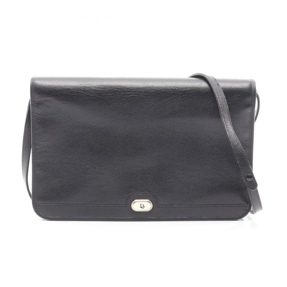 Pre-Owned Christian Dior Honeycomb Shoulder Bag, Leather, Women's, Black (Fair)