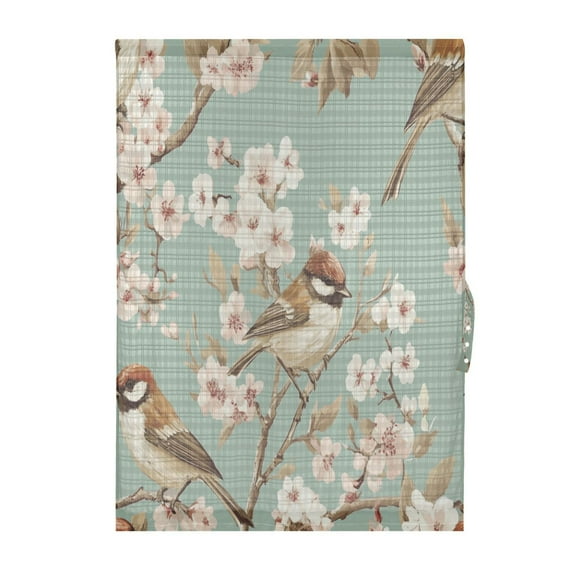 Birds and Flowers Door Curtain 25x40in Privacy Mesh with UV Protection Tie Back Rod Pockets