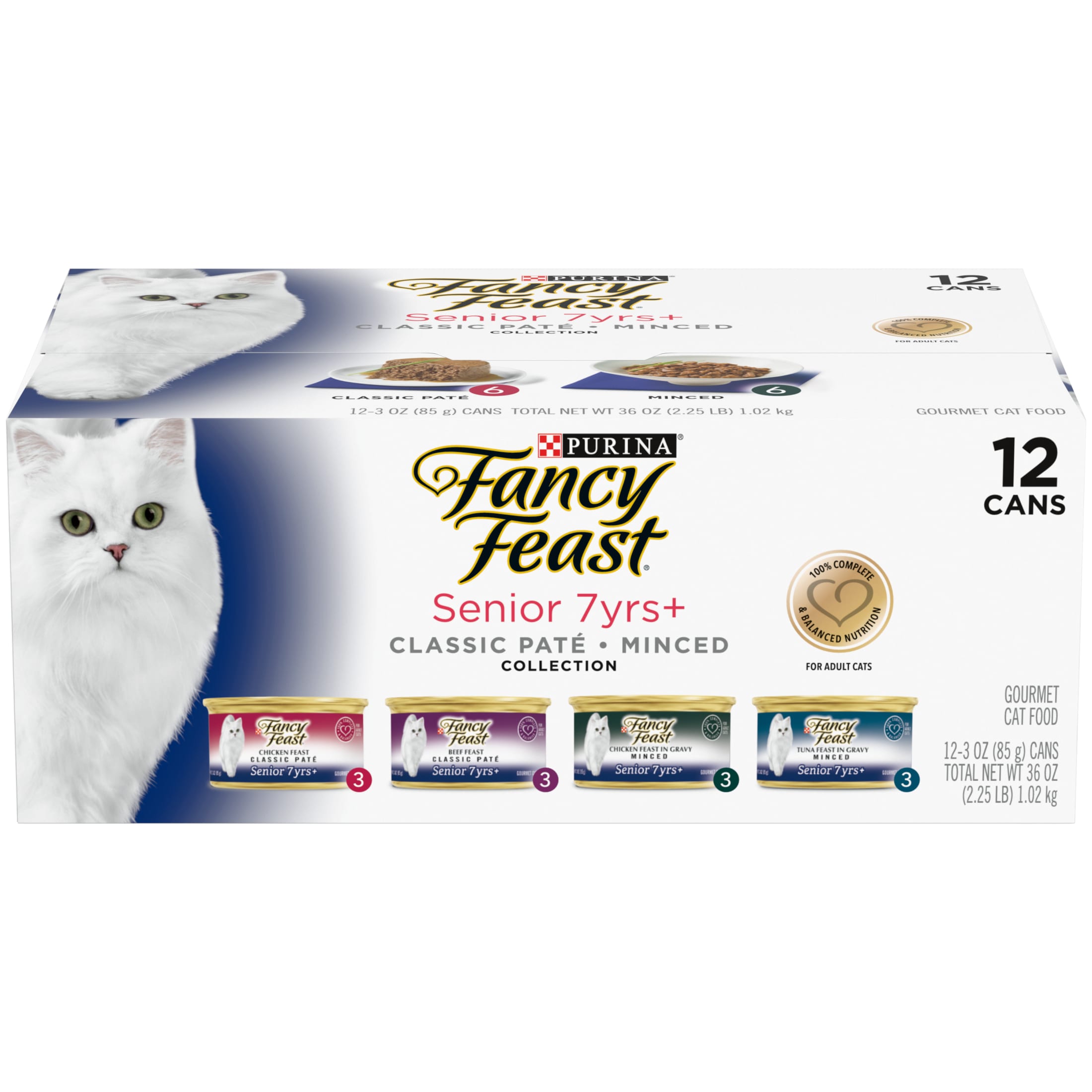 Fancy Feast High Protein Senior Wet Cat Food Variety Pack, Senior 7+ Chicken, Beef & Tuna Feasts, 3 oz. Can