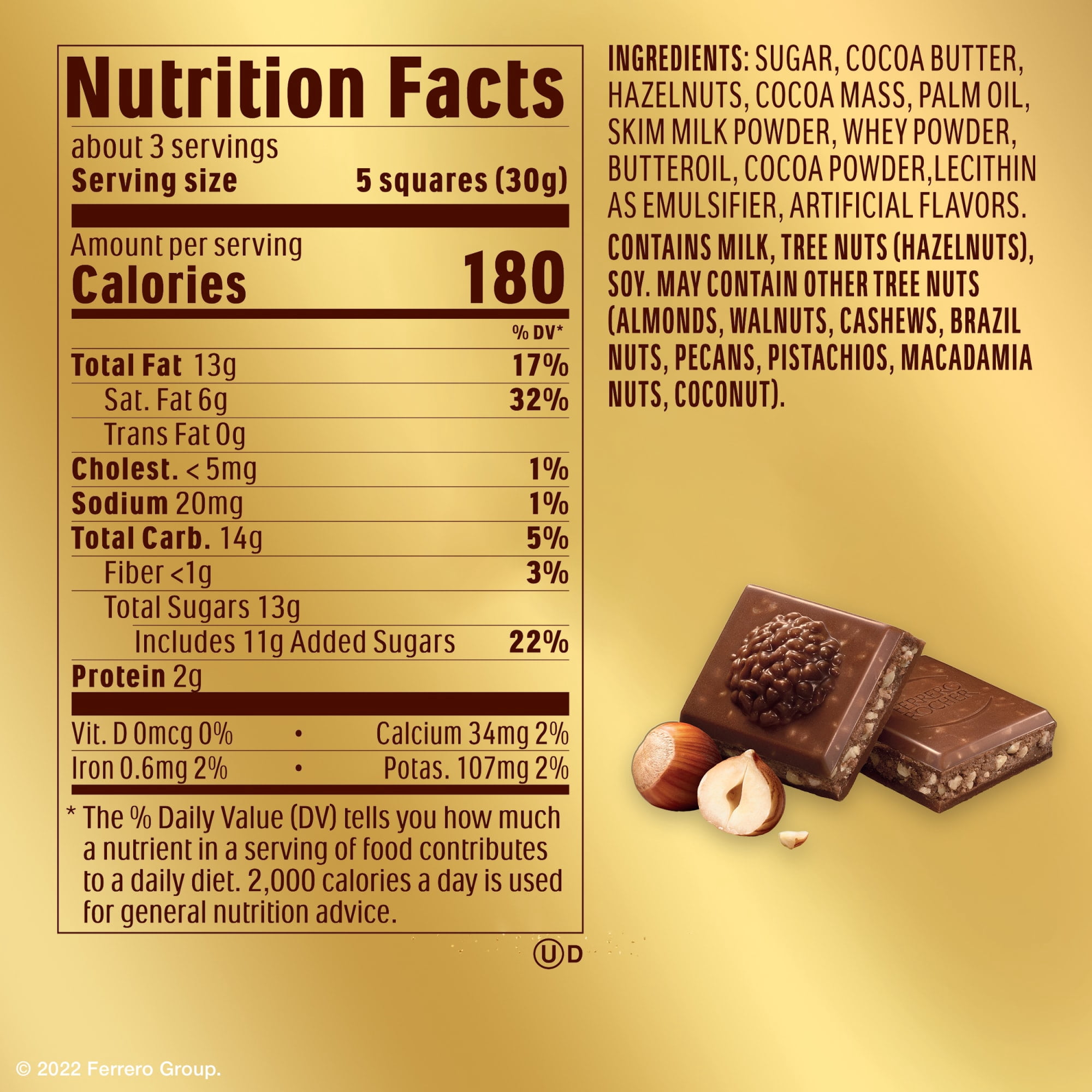 (2 pack) Ferrero Rocher premium chocolate bar, Milk Chocolate with Hazelnut Filling, Perfect Self Treat, 3.1 oz Each