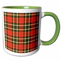 3drose, Larger Country Red N Green Plaid, 11oz Two-tone Green Mug