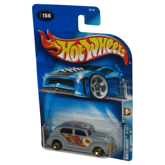 Hot Wheels Wastelanders 4/10 (2002) Gray Fat Fendered '40 Toy Car #156