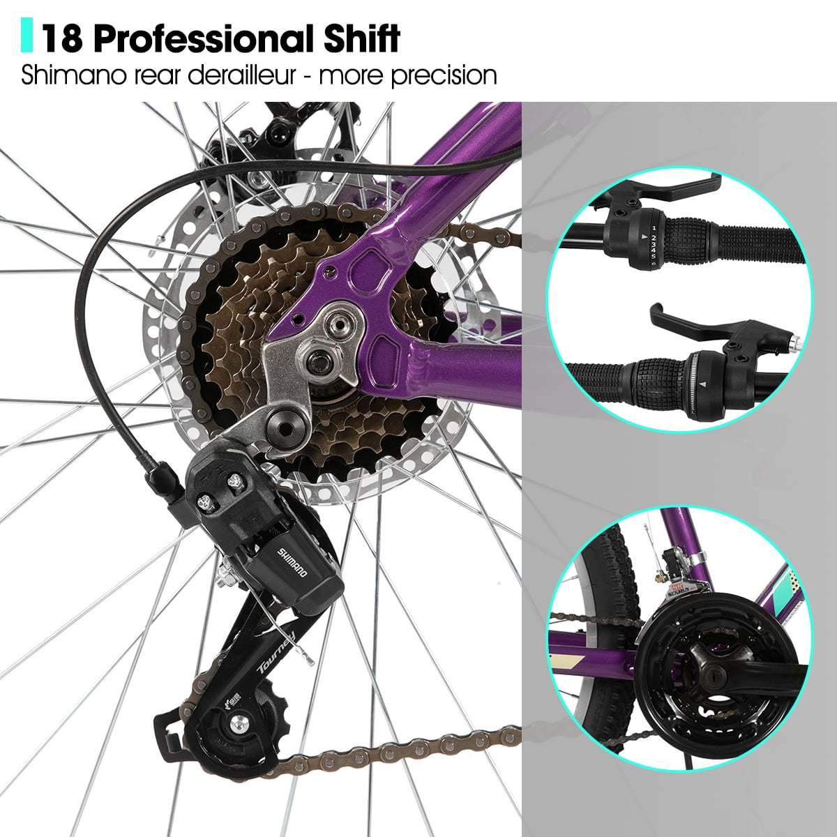 Hiland 26 Inch Mountain Bike, 18 Speed MTB with Dual Disc Brake, Mountain Bike for Women , Aluminium Frame Bicycle
