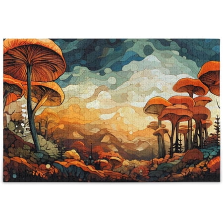 GZHJMY 1000 Pieces Scenes of Mushroom Jigsaw Puzzle, Zigsaw with Storage Bag and Reference Picture, Puzzle for Adults, Fun Challenging Brain Exercise Family Game Creative Gift for Friends Parents