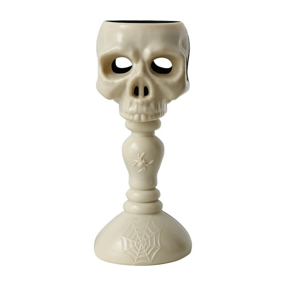 SLYNSHome Halloween Skull Candlestick Decorative Skull Taper Candle Holders for Halloween Home Party Supplies