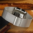 thumbnail image 3 of Men Watch Classic Analog Quartz Date Stainless Steel Milanese Mesh Band Ultra-Thin Rectangle Dial Luminous, 3 of 6