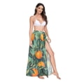 thumbnail image 2 of FORMRS Womens Long Sarong Beach Wrap Semi-Sheer Bikini Skirt Bathing Swimsuit Cover Up, Orange Tree Pattern, 2 of 7