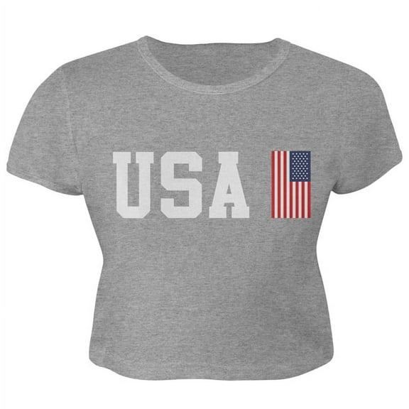 Old Glory Juniors 4th of July World Cup USA Crop Top Short Sleeve Graphic T Shirt