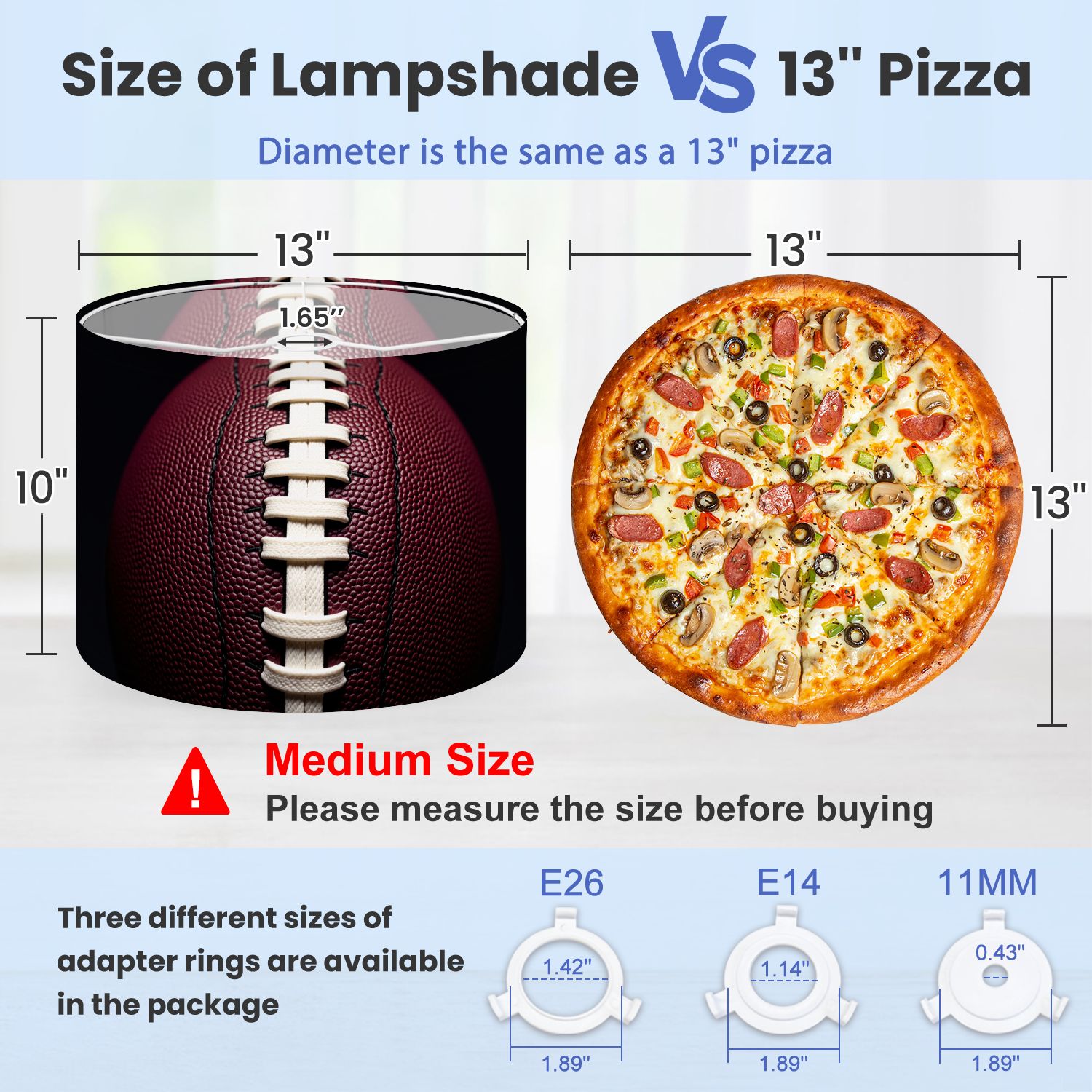 Lampshades 2 Pack Close up lace football ball 13"x13"x10" Light Shade for Table Lamps Floor Lamps Drum Lamp Shades Lampshade Replacement Xmas Decoration for Sports Fan Easy Assembly