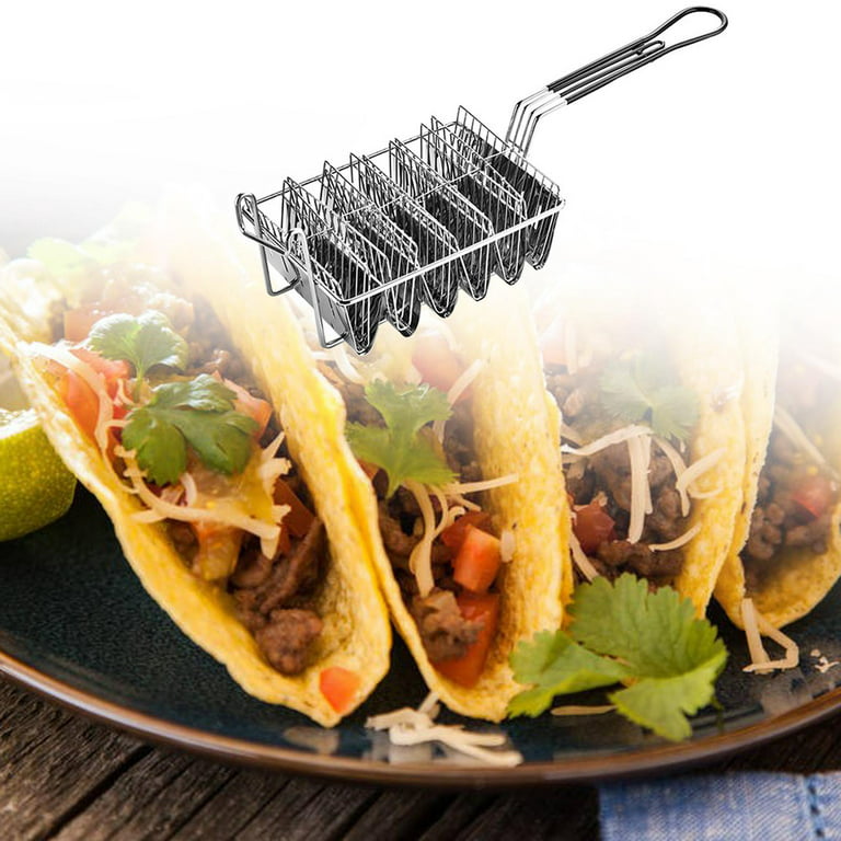 Taco Frying Basket With 4 Slots Deep Fryer Taco Holder with Grip Handle  Kitchen Cooking Tool