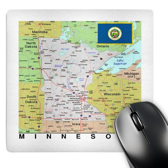 3dRose, Image of Topographic Map of Minnesota With Flag, MousePad