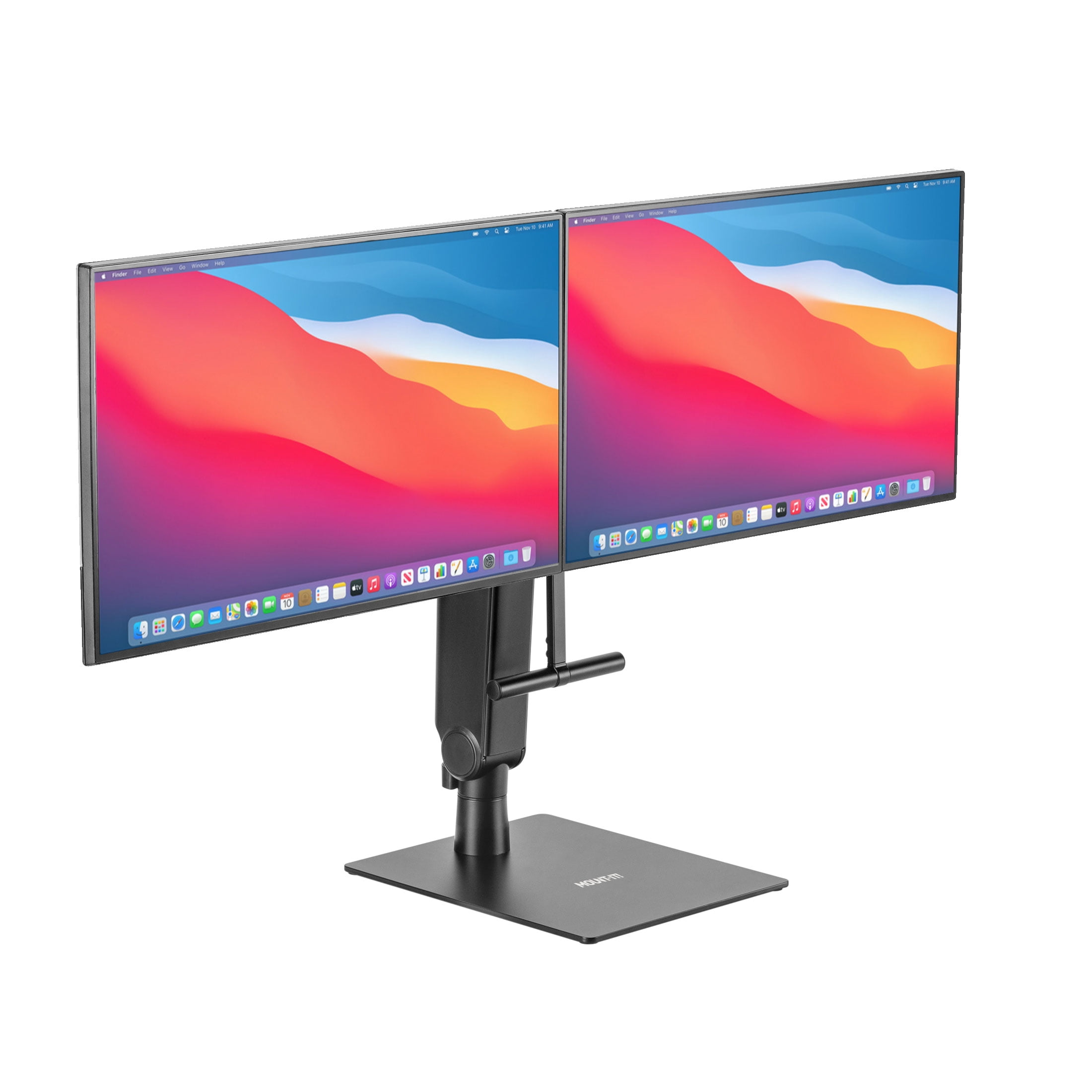 Mount-It! Freestanding Dual Monitor Arm With Height Adjustment, Fits 17" to 32" Screens, Full Motion
