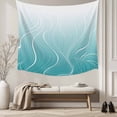 thumbnail image 5 of Aqua Blue Geometric Tapestry for Bedroom Wall Hanging Tapestry, Modern White Stripe Distortion Art Ceiling Backdrop Tapestries Poster Blanket Wall Decor for Teens Room Living Room Dorm 55" x 73", 5 of 8