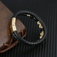 thumbnail image 3 of Raymard Feng Shui Good Luck Bracelets for Men Leather and Steel Dragon Lucky Charm Bracelet Pixiu Pi Yao Braided Leather Bracelet Wrist Cuff Bangle, 3 of 3