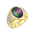thumbnail image 4 of RYLOS Men's Rings Yellow Gold Plated Silver Nugget Ring with Cabochon Gemstone & Diamonds Alexandrite Rings For Men Size 12, 4 of 8