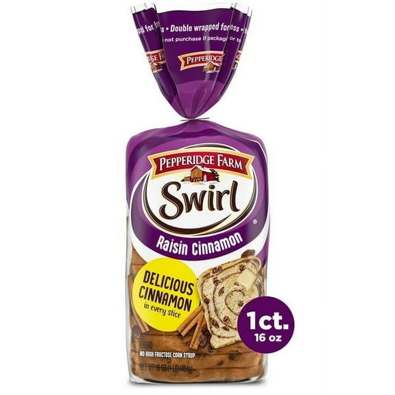 Pepperidge Farm Raisin Cinnamon Swirl Breakfast Bread 16 oz Loaf (Pack of 7)