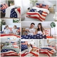 thumbnail image 5 of USA Flag Bedding Duvet Cover Set Twin Size 4 Pieces Red White Stripes Stars Shabby Vintage Style Bedding Set with Zipper Closure, 1 Comforter Cover 68x86 Inches 1 Flat Sheet & 2 Pillow Cases, 5 of 7