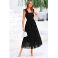 thumbnail image 3 of Vestido PRETTYGARDEN para Mujer sin Mangas con Fruncido y Tul Midi Negro Talla L, 3 of 9