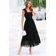 thumbnail image 3 of Vestido PRETTYGARDEN para Mujer sin Mangas con Fruncido y Tul Midi Negro Talla L, 3 of 9