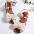 thumbnail image 5 of KIJBLAE Plus Size Women's Bow Decor Casual Flat Sandals, Solid Round Open Toe Minimalist Style, Soft Lightweight Daily Summer Shoes Beige 40, 5 of 9
