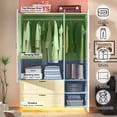 thumbnail image 3 of ANPOO Mid-Century Modern Concave-Convex Bedroom Armoire, 3 Door Freestanding Wardrobe Closet with Mirrors, LED Lights, 70.3" Tall Wooden Storage Cabinet with Drawers & Shelves, White, 3 of 9
