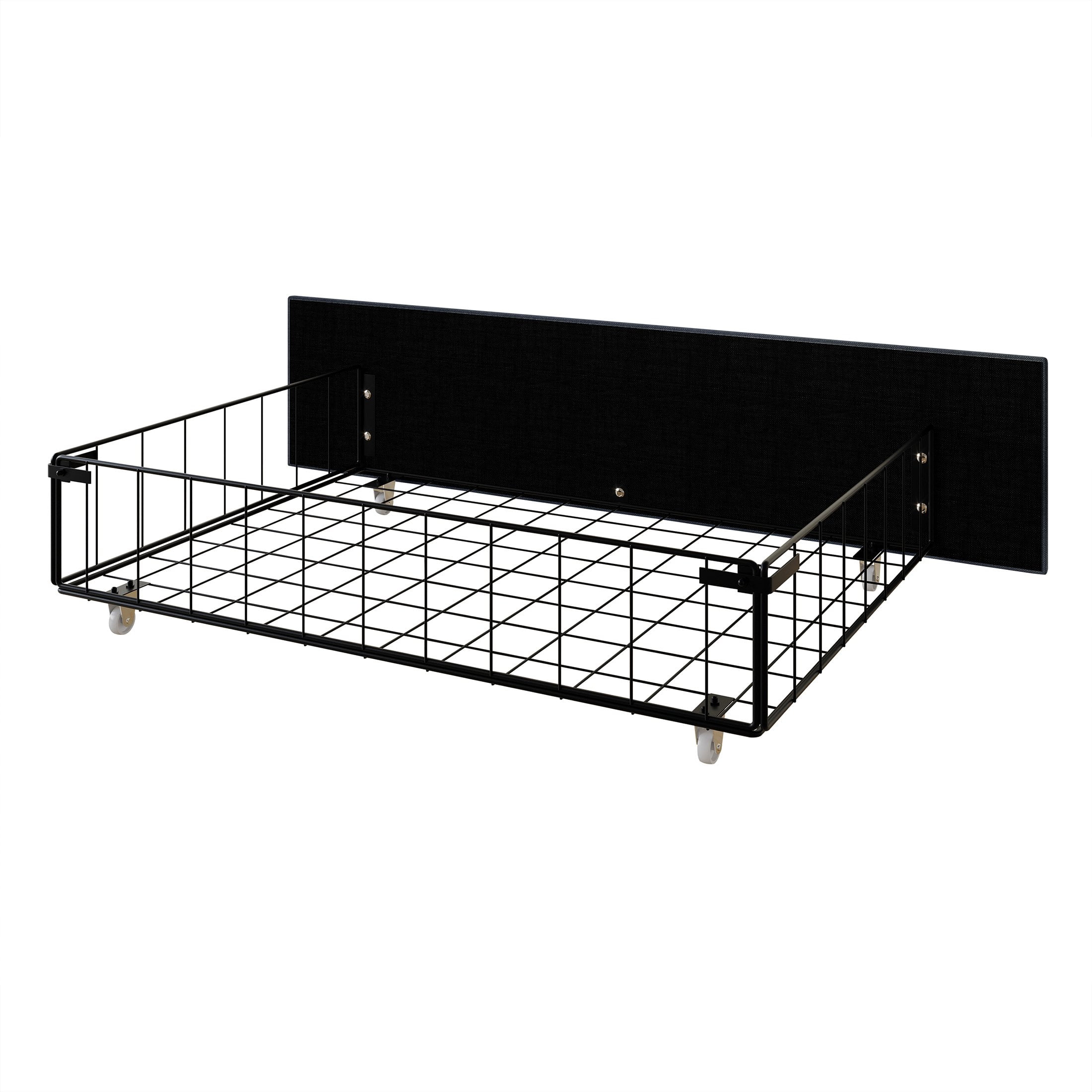 Castle Place Linen Full Size Platform Bed with Storage, Charcoal Grey